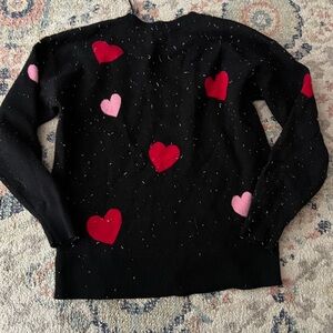 Heart Pattern Black Sweater